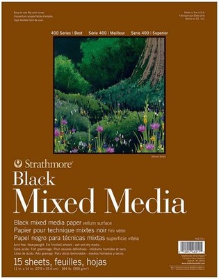Strathmore 400 Series Mixed Media Pad - Black 11''X14'' 15 Sheets 184 lb 19z