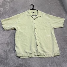 Tommy Bahama Cigar Club Shirt Mens XL Green Silk Camp Button Up Back Embroidered