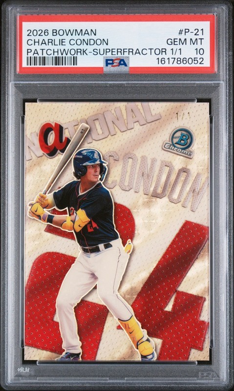 2026 Bowman Chrome Patchwork Superfractor Charlie Condon 1/1 Psa 10