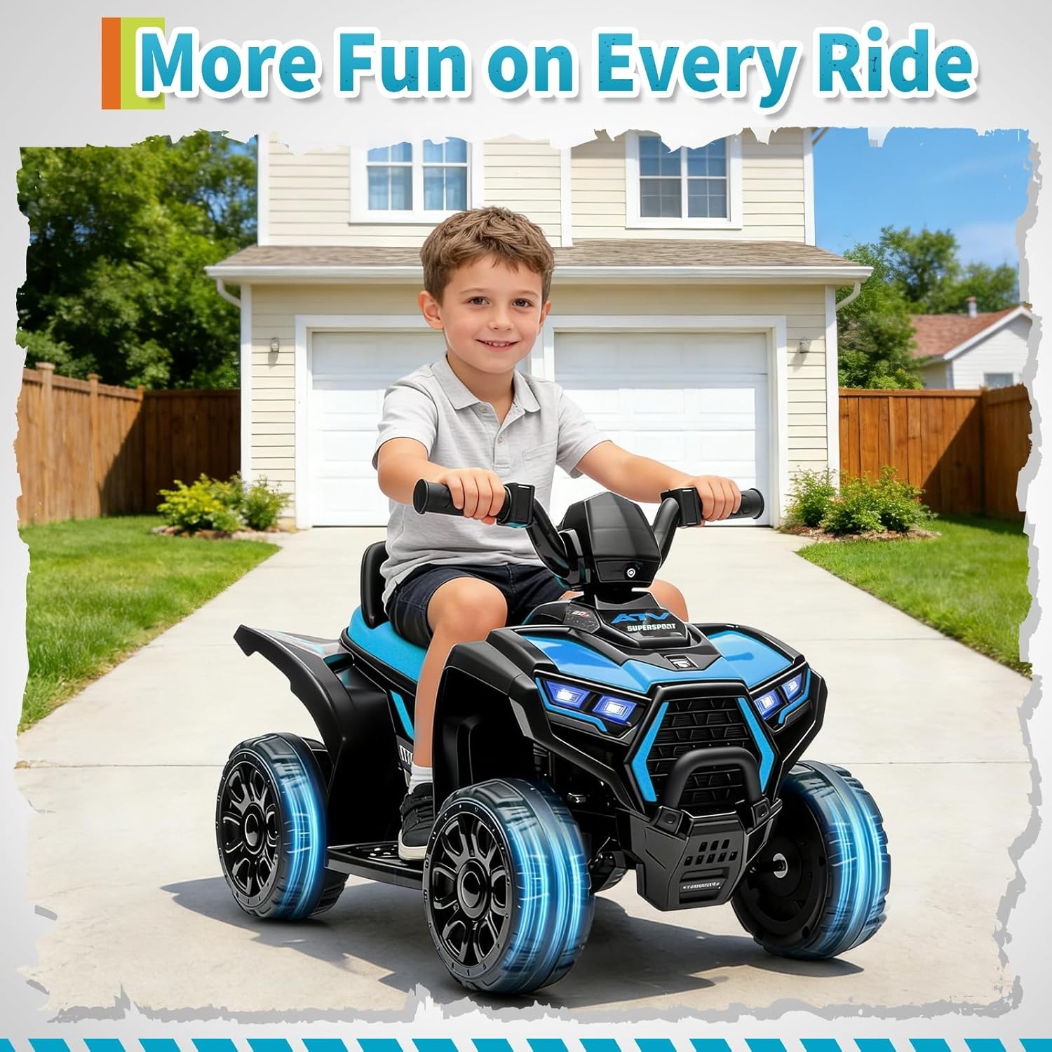 Garvee Kids Battery Powered ATV Car with Music - Electric 4 Wheeler for Toddler