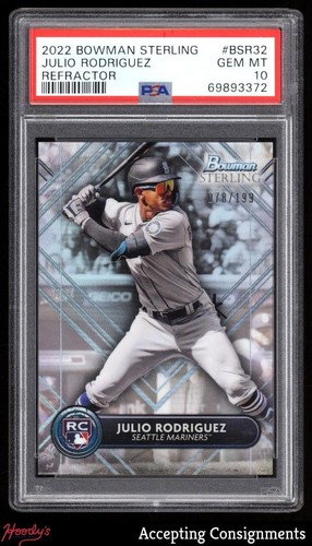2022 Bowman Sterling Refractor #BSR32 Julio Rodriguez RC Rookie 078/199 PSA 10