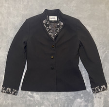 Kasper Women's Black Floral Embroidered Button-Front Lined Blazer Jacket 6