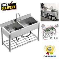 Spacious Freestanding Kitchen Sink with Easy Install Drain Kit - 21.7"D x 47.2"W