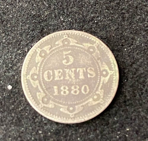 1880 Newfoundland 5 Cents 0.9250 Silver ASW 0.035 Oz Free Shipping