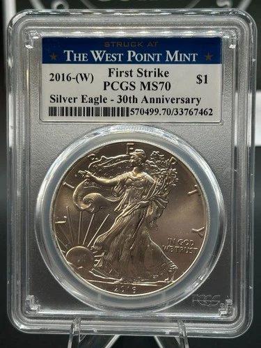 2016-(W) Silver Eagle PCGS MS70 First Strike 30th Anniversary West Point Label