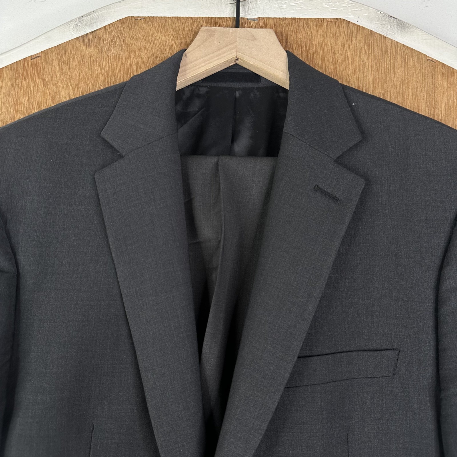 Calvin Klein Suit Mens 40R Gray 2 Button Wool Blend Pants 34x29 Slim Fit Flat