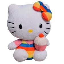 TY 2012 Beanie Baby 6" Hello Kitty Stuffed Animal Plush Holding Cupcake