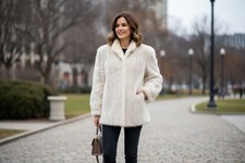 Vintage Ivory Cream Mink Fur Jacket