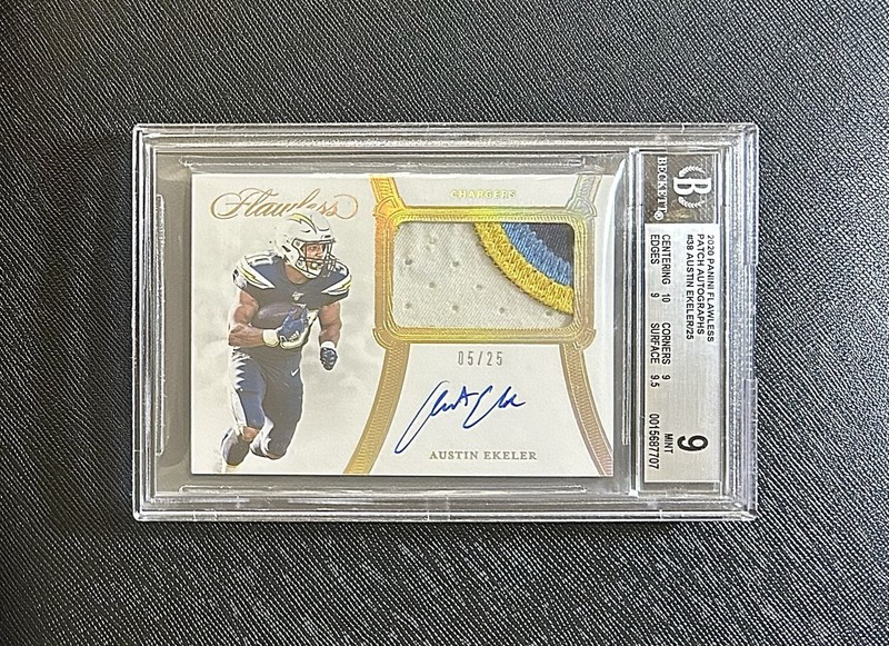 2020 Panini Flawless Austin Ekeler - 05/25 Game Worn Patch Auto BGS 9