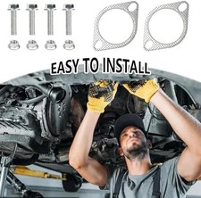 2PCS 2.5" Exhaust Gasket Kit Include 4PCS Exhaust Bolts,2-Bolt Exhaust Flange Ga