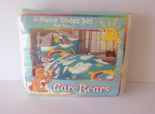 Vtg NIP 2001 Rainbow Care Bears 4-piece full size sheet set w/ 2 pillowcases