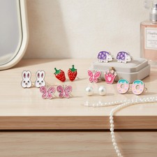 24 Pairs Hypoallergenic Stud Earrings for Girls Kids Cute Stainless Steel Earrin