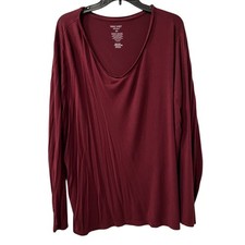 NINE WEST Maroon Burgundy Red v-neck long jersey knit tunic top plus sz 3X XXXL