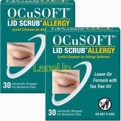 (2) BOX - Ocusoft Lid Scrub Allergy Eyelid Cleanser PADS 30 each - EXPIRE 2027