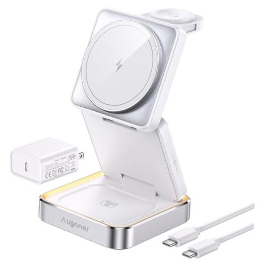 【2025 Upgraded】 Wireless Charger 3 in 1, Foldable Wireless Charging Station