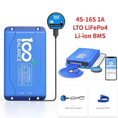 Smart BMS 4S-16S LiFePo4 Li-ion LTO Battery 1A Active Equalize Balance Bluetooth