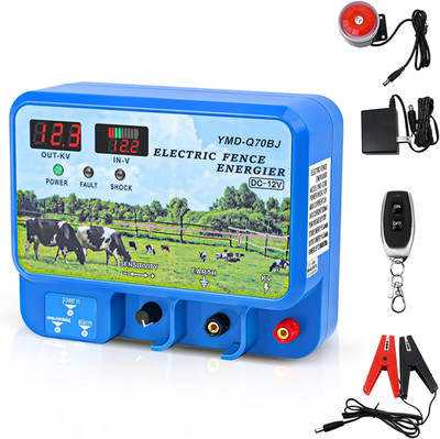 15.5J Electric Fence Charger, 15.5 Joules 600 Acres, AC DC 2 in 1 Powered Supply
