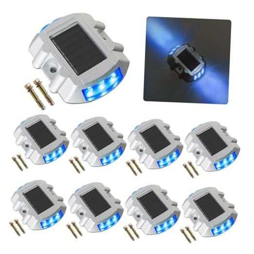 8-Pack Solar LED Deck Lights for Driveway, Dock & Outdoor in Cool Blue