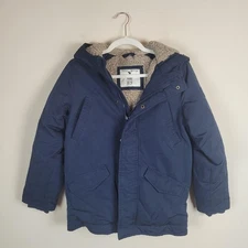 Abercrombie Kids Coat 11/12 Blue Hooded Sherpa Lined Parka Jacket Winter Zip