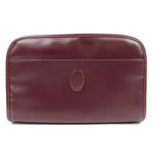 Cartier Must Line Leather Clutch Bag Bordeaux Authentic