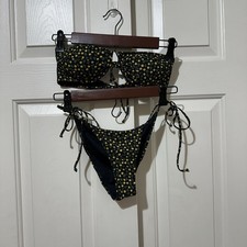 Bikini Lovers Collezione Fiori Bikini Nero Floreale Senza Spalline Taglia L Top Boho