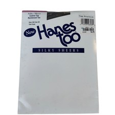 NWT Hanes Womens SZ CD Silky Sheers Control Top Pantyhose Town Taupe Vintage 90s