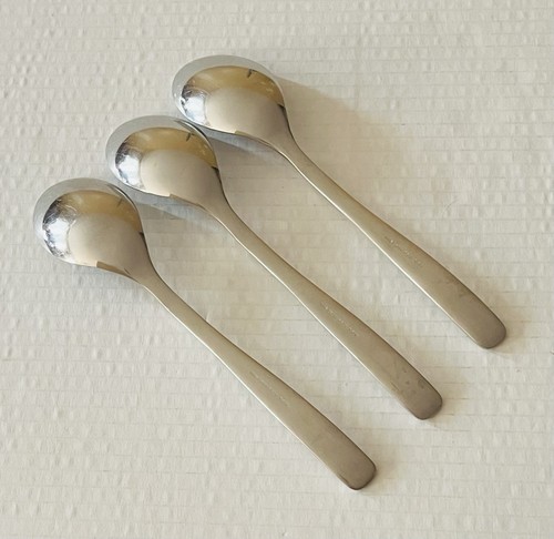 WMF Cromargan Stainless Japan Nortica 3 Oval Soup Spoons Satin Handle - Picture 3 of 4