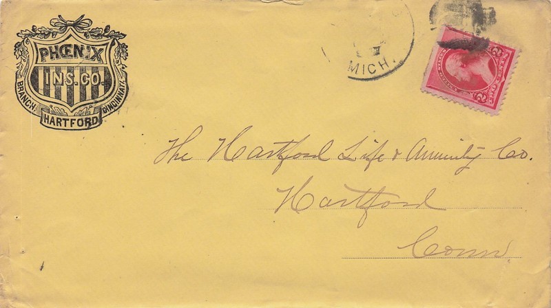 US 220 Postal History Advertising Cover Phoenix Insurance Hartford Connecticut