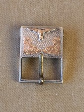 Vintage Mexico Sterling Silver 925 10k Gold Longhorn Belt Buckle
