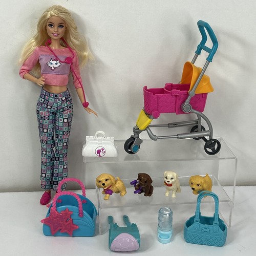 Barbie Doll Lot Pet Stroll N Play Pups Dog Puppy Water Station Vet Bag