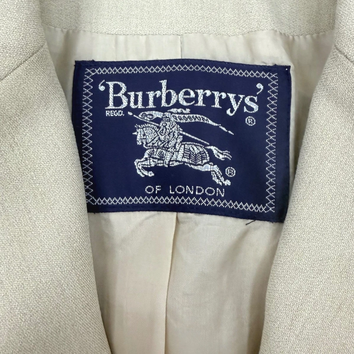 Chaqueta Blazer Burberry Vintage Mezcla Lana Años 90 Clásica Lujo Bronceada Mujer 10 Beige