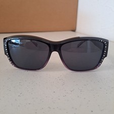 Solar Shields Fit Over Sunglasses Black Purple Frames Black Polarized Lens X-5