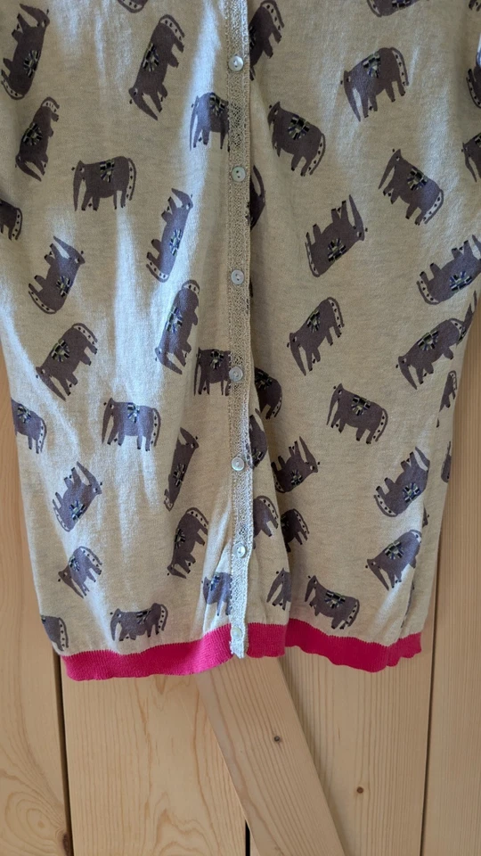 Cárdigan Hoss Intropia Elefante Lino Semi Transparente Talla XS Manga 3/4 Botón Rosa Foto 4 de 4