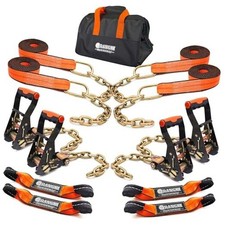ORANGEE 8 Point Roll Back Vehicle Heavy Duty Tie Down Kit with Chain Extension