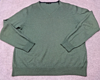 Austin Reed Pullover Herren XL Grün Wollmischung V-Ausschnitt Strickpullover Classic Smart