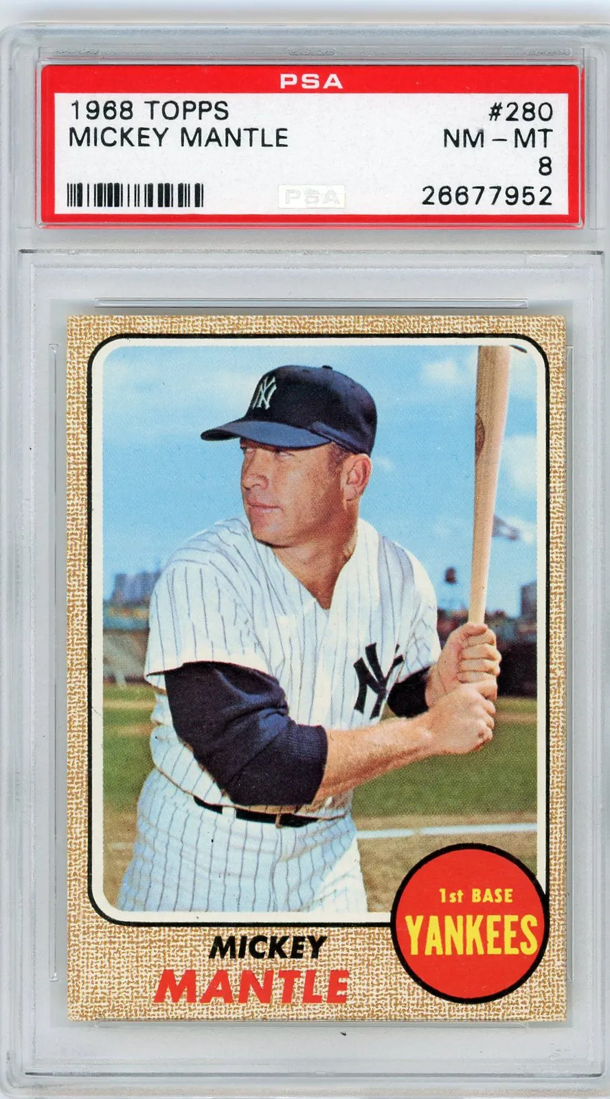 1968 Topps Mickey Mantle #280 PSA 8