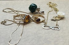 VINTAGE 14K 10k GOLD JEWELRY LOT 16 GRAMS Including Stones Ruby Citrine Jade