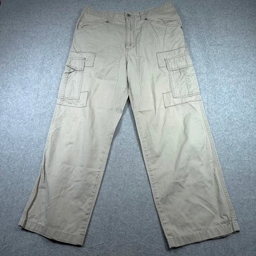 Pantalones cargo Kikwear 91 de colección para hombre 32x27 caqui beige pierna ancha bolsillos utilitarios Foto 3 de 4