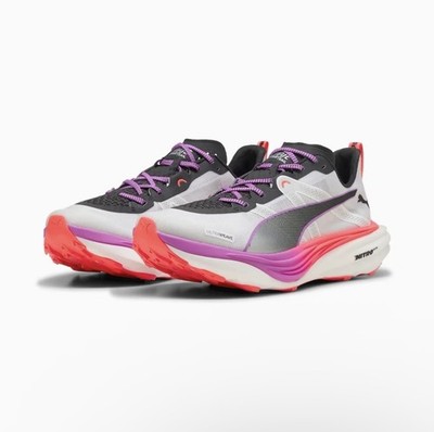 Puma Deviate Nitro Elite Trail  White Glowing Red Pure Magenta  Men s Size 11
