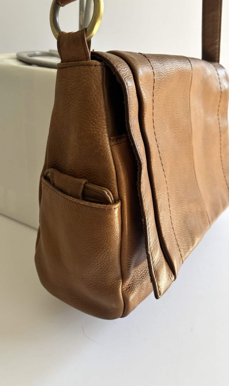 Vintage Rolfs Genuine Leather Shoulder Purse Cognac Brown Minimalist Bag