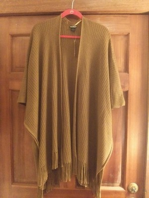 STEVE MADDEN FRINGE SHAWL WRAP  CARDIGAN KNIT  BROWN OSFM  BNWT