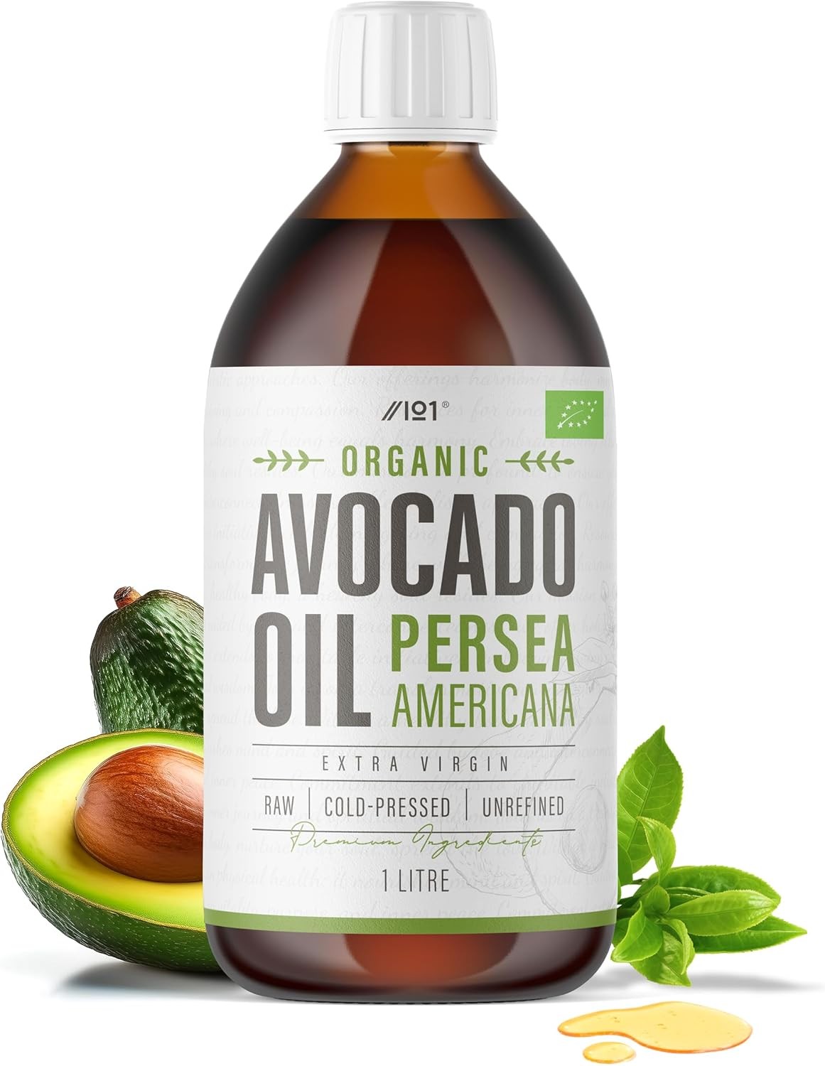 Organic Avocado Oil 1 Litre - Extra Virgin & Cold Pressed Premium Avocado Oil ~