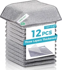 12 Pcs 2-Layer Non-Scratch Wire Dishcloths, Reusable Quick-Dry Scrub Cloths