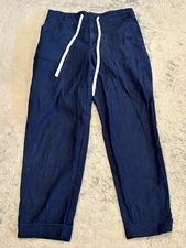 Ann Taylor LOFT Pants Womens 0 Navy Blue Drawstring Lightweight Casual Lounge