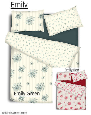 Luxus Premium Weich Emily Grün/Rot Bedruckt Bettdecke Quilt Cover Bettwäsche Set