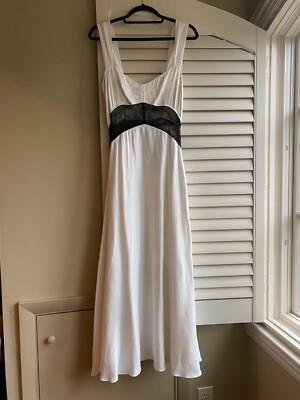BHLDN White Silky Sweetheart Satin Black Lace A-Line Gown