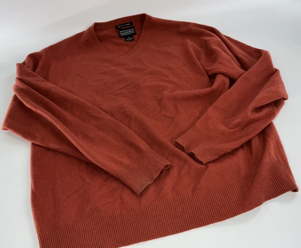 Suéter Presswick & Moore Cuello en V Para Hombre M Naranja 100% Cachemira L/S YGI A4-23 Foto 2 de 4
