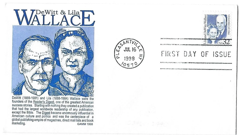 5 '98 FDCs Skiing, Diner Presort, DeWitt & Lila Wallace GAMM Cachets, 5/5, Benet - Image 2 of 4