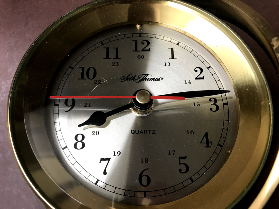 Seth Thomas 1044 Schooner Solid Brass Gimbal Ships Quartz Clock eBay