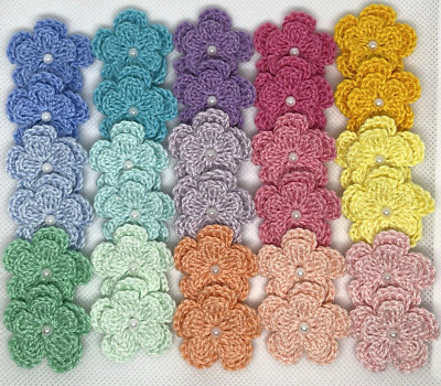 30 Pcs Handmade Crocheted Flowers Appliqué Embellishment for Scrapbooking-DIY